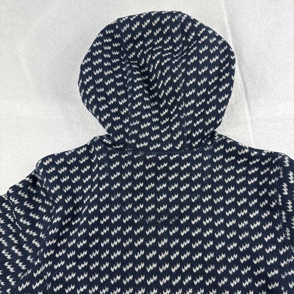 LL Bean Jacket Womens Medium Blue Birdseye Sweater Fleece Coat Full Zip Hood - Picture 6 of 7